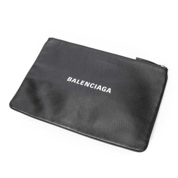 Balenciaga Logo Zip Clutch